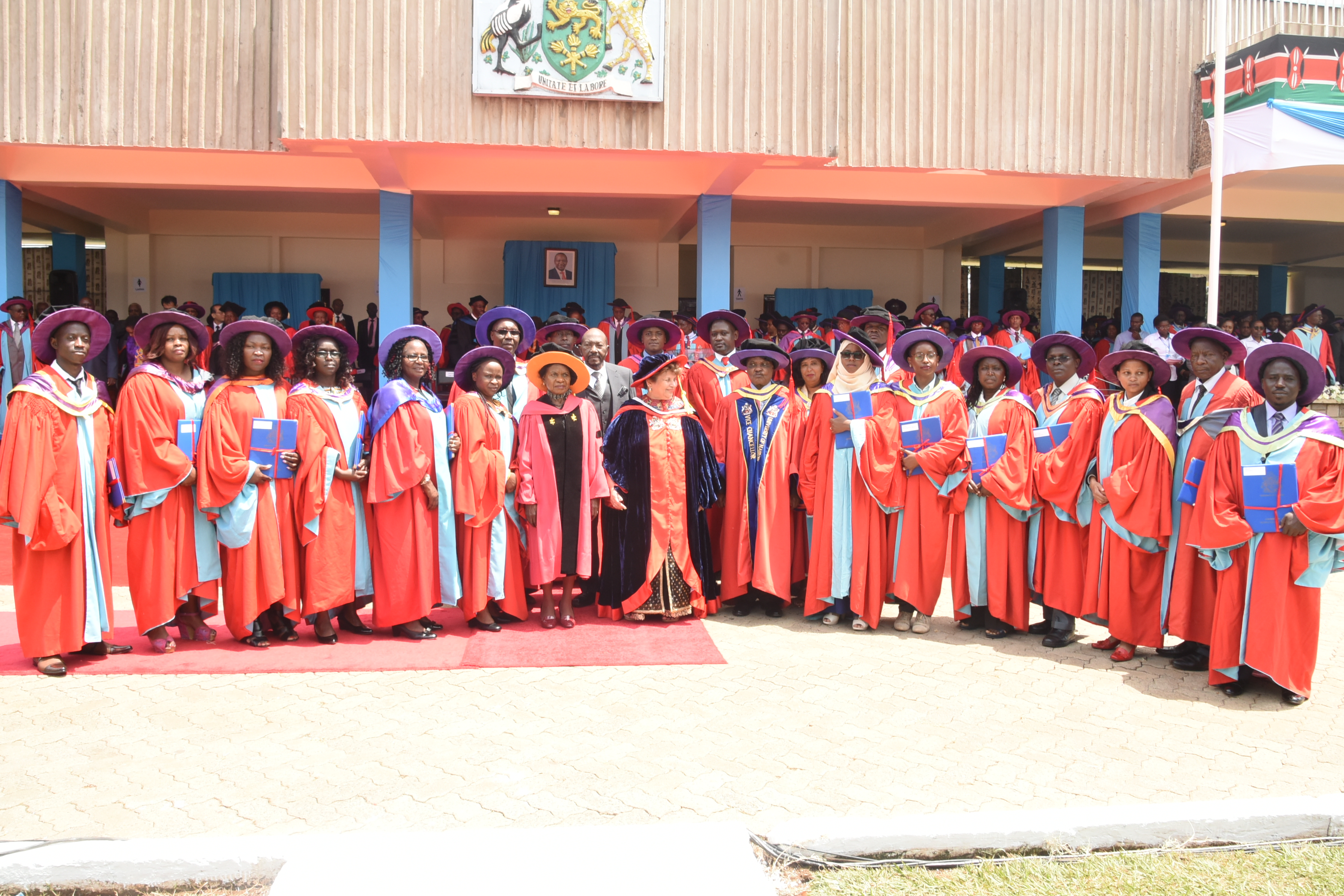 Photo: University of Nairobi's Chancellor with PhD graduands during the University's 61st graduation ceremony.