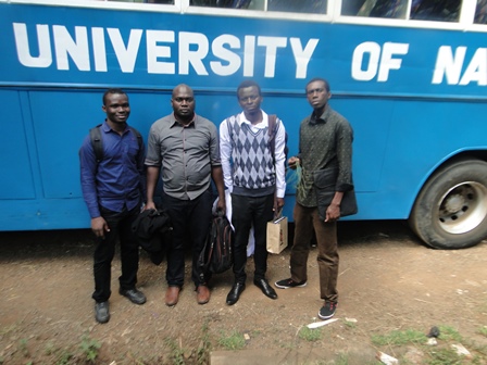 Photo: CEBIB MSc students (L->R); Nathaniel Leesolee, Samuel Mwafulirwa, Dennis Obonyo & Camara Mounirou