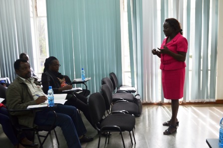 Photo: Mycology lab research lead, Prof. Sheila Okoth addresses participants