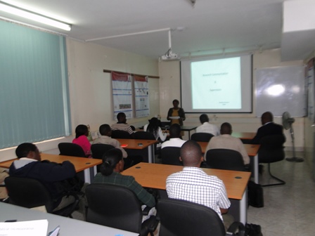Photo: Dr. Rosaline Macharia orienting postgraduate first years