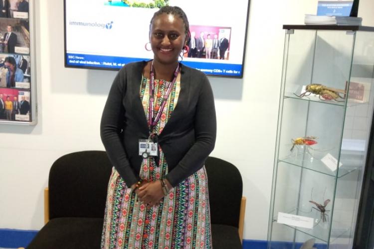 Photo: Brenda Makena at the lab in University of Glasgow’s Wellcome Centre for Molecular Parasitology.